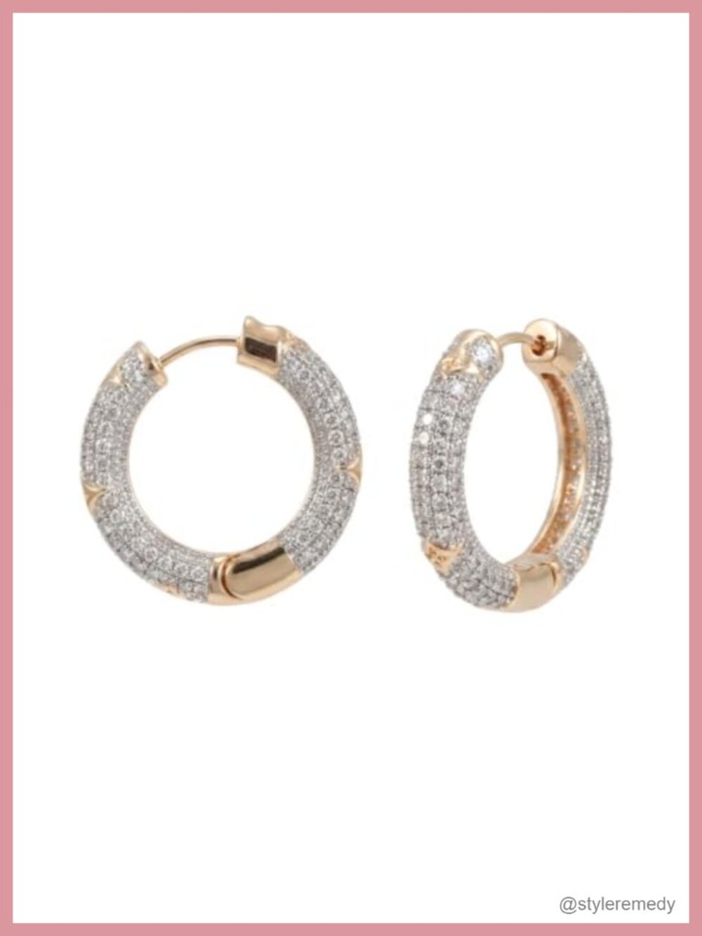 14K Rose Gold Plated CZ Pave Hoop Earrings Hypoallergenic Gift for Her